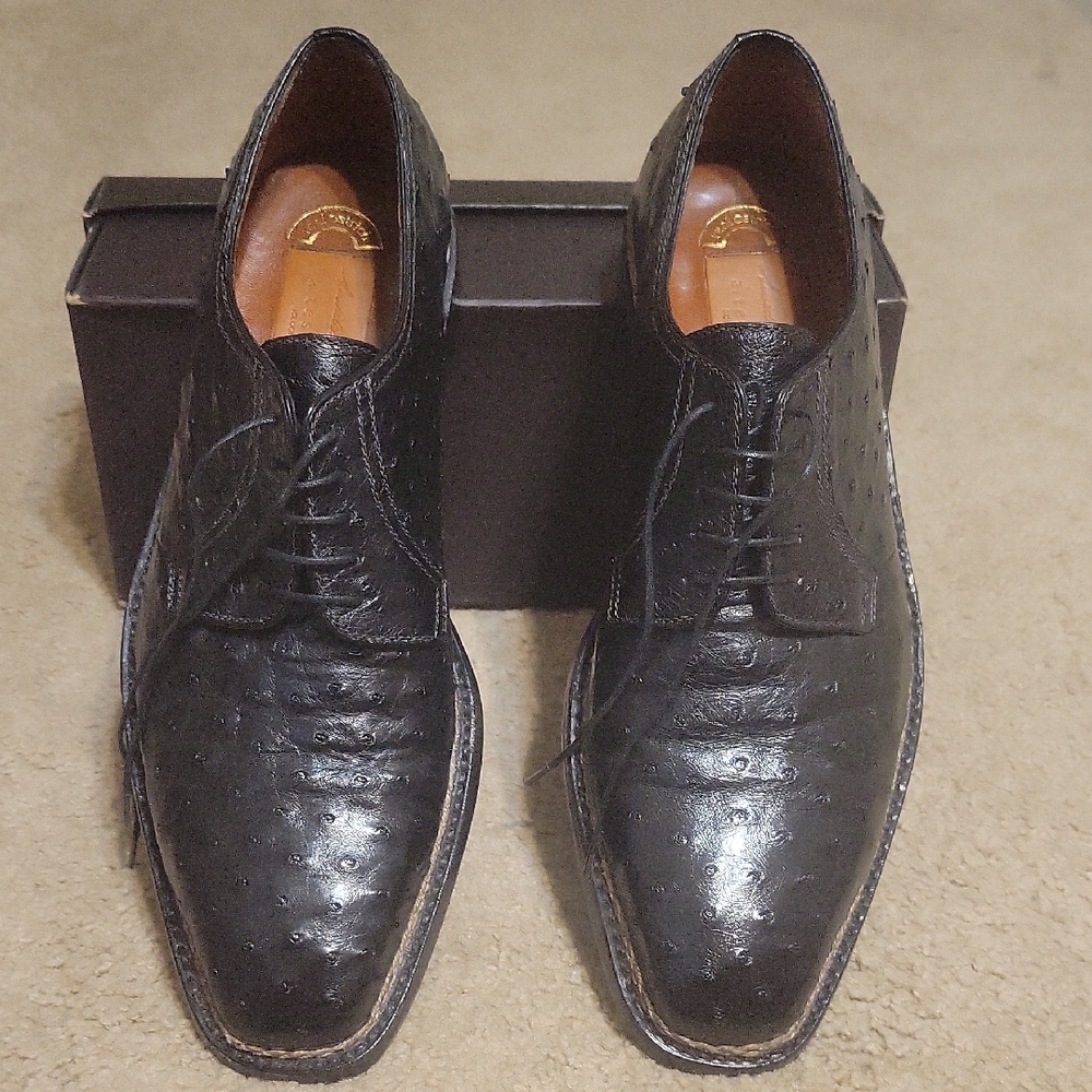 a. testoni Black Leather Oxford Shoes